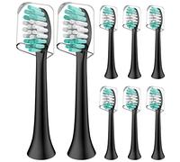 Replacement Brush Heads Compatible with Aquasonic Black Series and Pro - 8 Pack Electric Toothbrush Heads for Aqua Sonic Duo Pro and Vibe Series, Black