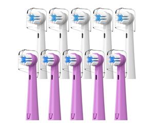 Replacement Brush Heads Compatible with Brusheez Kids Electric Toothbrush, White and Purple, 10 Count