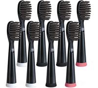 Replacement Brush Heads Compatible with Sonic Electric Toothbrush - Soft, Extra Long Nylon Bristles - 8 Pack, Black