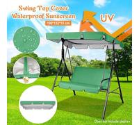 Replacement Canopy Cover for Swing Seat 2 & 3 Seater, Waterproof Garden Top Protecting Against Rain and Sun Exposure (Green195*125 * 15cm)