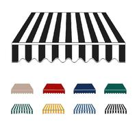 Replacement Canopy Fabric 4x Outdoor Patio Awning Replacement Material Retractable Awning Cloth for French Door Dark Blue & White 4.5x3.0m (15x10ft)