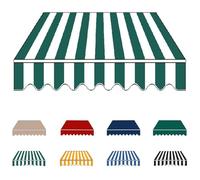 Replacement Canopy Fabric 4x Patio Awning Fabric Retractable Awning Canvas for French Doors (Green-White 7x3.5m/23x11.5ft) - UV-Resistant Easy Install