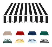 Replacement Canopy Fabric 4x Patio Awning Material Retractable Awning Cover for French Door Black-White 5x3.5m (16x11.5ft) - Weather-Resistant.