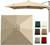 Replacement Canopy for 10x10 Side Arm Garden Umbrella - UV Resistant 8 Rib Square Cover for E Gray Market, Taupe Single Top 3.0M (10')(Khaki)