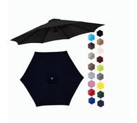 Replacement Canopy for 2.0/2.3/2.5/2.7/3.0m Patio Umbrella Waterproof Outdoor SunshadeBlack Fabric Cover 6/8 Ribs Ideal for Garden & Deck Protection
