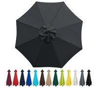Replacement Canopy for 2/2.7/3m Patio Umbrella 6/8 Ribs Garden Sunshade Outdoor Balcony Beach Cover - Black 2m/6.5FT Waterproof Fabric