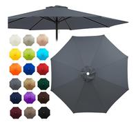 Replacement Canopy for 2-3.5m Umbrellas Waterproof & UV-Resistant Top Cover for 6 & 8 Ribs Grey Color (2m 6 Ribs) - Outdoor Shade Solution