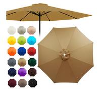 Replacement Canopy for 2-3.5m Umbrellas Waterproof & UV-Resistant Top Cover for 6 & 8 Ribs Grey Color (2m 6 Ribs) - Outdoor Shade Solution