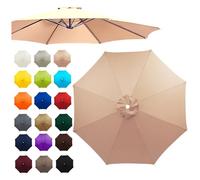 Replacement Canopy for 2-3.5m Umbrellas Waterproof & UV-Resistant Top Cover for 6 & 8 Ribs Grey Color (2m 6 Ribs) - Outdoor Shade Solution