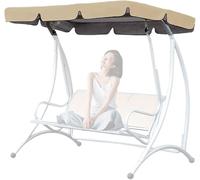 Replacement Canopy for 2-3 Seater Garden Swing Waterproof Anti-UV Sun Shade Cover Outdoor Hammock Top Beige Size 65x45x6in Windproof Chair Cover for Yard