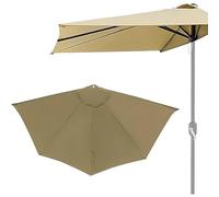 Replacement Canopy for 2.7m/3.0m Half Parasol UV Protection Patio Umbrella Cover 5 Ribs Durable Sunshade Fabric Outdoor Garden Accessories Waterproof & Fade-Resistant