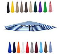Replacement Canopy for 200-400cm Patio Umbrella, Waterproof UV-Resistant Fabric, Blue & White, Outdoor Pool Awning Cover, Sun Shade Solution