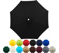Replacement Canopy for 2m, 2.7m, 3m Patio Umbrellas, UV 50+ Waterproof Fabric Cover for Garden, Terrace, Beach, Pool Market, 6/8 Ribs, Black (3m/9.8ft)