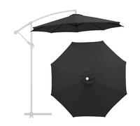 Replacement Canopy for 6-9.5 ft Outdoor Patio Umbrella, 230cm/7.5ft-8ft, Black, Fits 6/8 Ribs, Weather-Resistant Fabric, Ideal for Garden, Deck, and Beach Use
