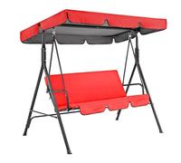 Replacement Canopy for Garden Swing Seat - Ruffled Patio Hammock Cover UV-Protected Top Roof for Outdoor Swing Chair Fits 249x185x18cm & 150x50x10cm Red Color