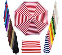 Replacement Canopy for Outdoor Patio Umbrella 8 Ribs Umbrella Top Fits 6.6ft 7ft 7.5ft 9ft 10ft 13ft Multiple Sizes and Colors for Outdoor Garden Patio Market Umbrellas(Redwhite,2.3m/7.5ft)