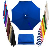 Replacement Canopy for Outdoor Patio Umbrella 8 Ribs Umbrella Top Fits 6.6ft 7ft 7.5ft 9ft 10ft 13ft Multiple Sizes and Colors for Outdoor Garden Patio Market Umbrellas(Blue,2.5m/8.2ft)
