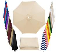 Replacement Canopy for Outdoor Patio Umbrella 8 Ribs Umbrella Top Fits 6.6ft 7ft 7.5ft 9ft 10ft 13ft Multiple Sizes and Colors for Outdoor Garden Patio Market Umbrellas(Beige,2.3m/7.5ft)