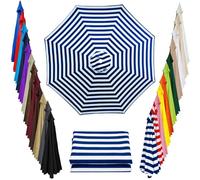 Replacement Canopy for Outdoor Patio Umbrella 8 Ribs Umbrella Top Fits 6.6ft 7ft 7.5ft 9ft 10ft 13ft Multiple Sizes and Colors for Outdoor Garden Patio Market Umbrellas(Bluewhite,2.3m/7.5ft)
