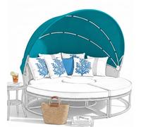 Replacement Canopy for Patio Round Daybed, Peacock Blue, Dia 160-180cm | Retractable Top Cover, Sun-Resistant and Water-Repellent, Quick Installation