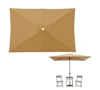 Replacement Canopy for Patio Umbrella 2x2m/3x2m/3x3m Waterproof UV30+ Rectangular Cover Fits 6 Ribs Garden Sunshade Top (Khaki 2x2m)