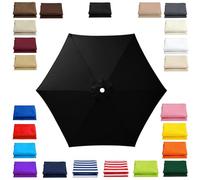 Replacement Canopy for Patio Umbrella 6 Ribs Outdoor Umbrella Canopy Fits 2m 2.15m 2.3m 2.5m 2.7m 2.8m 3m Umbrellas Multiple Colors and Sizes for Patio Market Garden Use(Black,2.8m/9.2ft)
