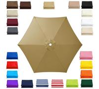 Replacement Canopy for Patio Umbrella 6 Ribs Outdoor Umbrella Canopy Fits 2m 2.15m 2.3m 2.5m 2.7m 2.8m 3m Umbrellas Multiple Colors and Sizes for Patio Market Garden Use(Khaki,2.7m/8.9ft)