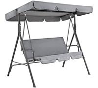 Replacement Canopy with Swing Cushion Cover - 210D Oxford Waterproof UV Resistant Swing Top Seat Covers Set for Outdoor Garden Patio Hammock 2-3 Seater Sunshade Awning (Grey,142x120cm)