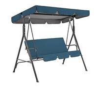 Replacement Canopy with Swing Cushion Cover - 210D Oxford Waterproof UV Resistant Swing Top Seat Covers Set for Outdoor Garden Patio Hammock 2-3 Seater Sunshade Awning (Navy Blue,195x125cm(77x49''))
