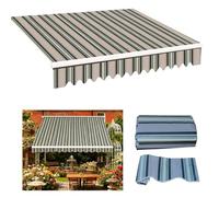 Replacement Canvas for Retractable Awning Outdoor Sunshade Shelter Fabric Polyester Uv and Water-resistant Canopy with Front Valance(Size:3x2m,Color:Multi Stripes)