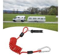 Replacement Caravan RV Breakaway Cable with Coiled Spring Design and Pin Electric Switch Brake, 4 Feet, Red