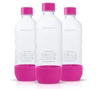 Replacement Carbonating Sparkling Water Bottles for SodaStream - 1 Liter, BPA-Free & Leak-Proof (Compatible with Fizzi, One Touch, Jet, Source, Play, Genesis, Power Models) - 3-Pack (Pink)