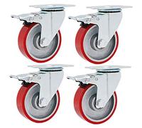 Replacement Caster Wheels4 Pcs Universal Iron Core Polyurethane Wheels for Furniture Trolleys Workbenches100mm with Brake HeavyDuty Durable Design