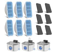 Replacement Cat Water Fountain Filters, 6 Filters and 6 Pre-Filter Sponges for 108oz/3.2L Stainless Steel Pet Water Fountain 309A/309B/309C