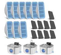 Replacement Cat Water Fountain Filters, 9 Filters and 9 Pre-Filter Sponges for 108oz/3.2L Stainless Steel Pet Water Fountain 309A/309B/309C