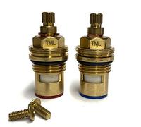 Replacement Ceramic Disc Quarter Turn Tap Cartridges (Pair) 20 Teeth BSP 1/2" x 50mm Supplied with Solid Brass Screws (VR03)