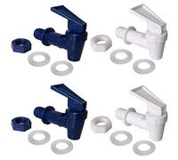 Replacement Cooler Faucet 2 White and 2 Blue Water Dispenser Tap Set. BPA Free Plastic Spigot..