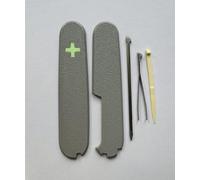Replacement Covers For Victorinox Scales Plus 91mm Plastic Handles With Toothpick Tweezers And Pen Glowing Cross (Gray)