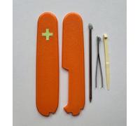 Replacement Covers For Victorinox Scales Plus 91mm Plastic Handles With Toothpick Tweezers And Pen Glowing Cross (Orange)