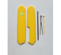 Replacement Covers For Victorinox Scales Plus 91mm Plastic Handles With Toothpick Tweezers And Pen Glowing Cross (Yellow)