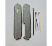 Replacement Covers For Victorinox Scales Plus 91mm Plastic Handles With Toothpick Tweezers And Pen Glowing Cross (Silver)