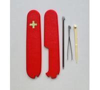 Replacement Covers For Victorinox Scales Plus 91mm Plastic Handles With Toothpick Tweezers And Pen Glowing Cross (Red)