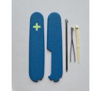 Replacement Covers For Victorinox Scales Plus 91mm Plastic Handles With Toothpick Tweezers And Pen Glowing Cross (Blue)