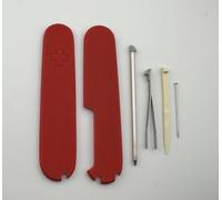 Replacement Covers For Victorinox Scales Plus 91mm Textured G10 Handles With Toothpick Tweezers Pin And Ballpoint Pen (Red)