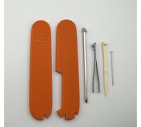 Replacement Covers For Victorinox Scales Plus 91mm Textured G10 Handles With Toothpick Tweezers Pin And Ballpoint Pen (Orange)