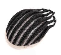 Replacement Crochet Braids Men's Toupee Human Hair System 8"x10" Full Lace Base Male Hair Prosthesis Systems(1B- Off Black)