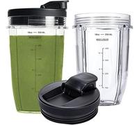 Replacement Cups Compatible with Ninja Nutri BN401, SS101, BN400, BN800, BN801 Blender, with Upgraded Sip and Seal Lids- Convenient to Drink Directly) (18OZ)