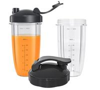 Replacement Cups Compatible with Nutribullet 600w/900w Blender Accessories by Poweka 18OZ 24OZ 32OZ Cup with Flip Top to-Go Lid Rubber Gaskets