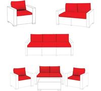 Replacement Cushion Pads for Rattan Furniture Armchair Chair Keter Allibert California Cushions Garden Furniture Sofa Water Resistant & Lightweight (Red, Armchair - 2 Pieces)