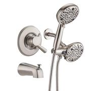 Replacement Double Shower Combination Kit for Delta T17 Series, High Pressure Rain Showerhead and Handset, Valve and Katridge Not Included), Brushed Nickel
